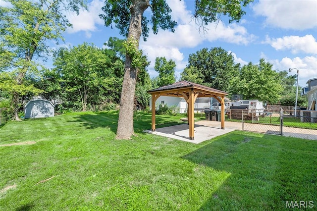 841 N Geyer Rd, Kirkwood, MO 63122 - view of yard featuring a gazebo, a storage unit, and a patio