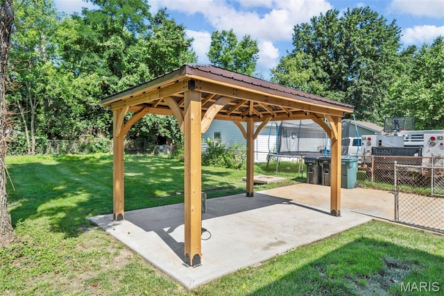 841 N Geyer Rd, Kirkwood, MO 63122 - view of patio featuring a trampoline and a gazebo