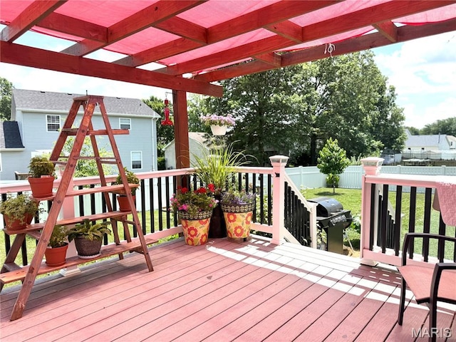 18 Sandstone Ct, Troy, IL 62294 - wooden deck featuring a grill and a pergola