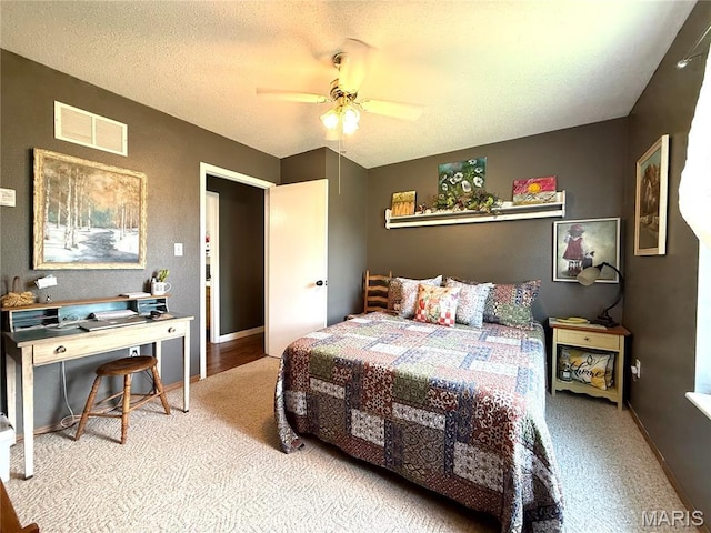18 Sandstone Ct, Troy, IL 62294 - carpeted bedroom featuring ceiling fan and a textured ceiling