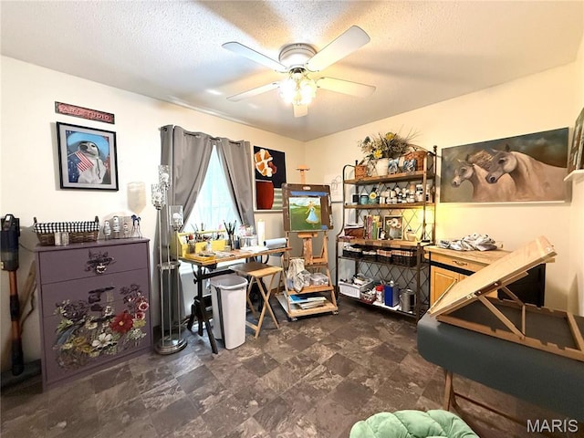 18 Sandstone Ct, Troy, IL 62294 - office space with ceiling fan and a textured ceiling