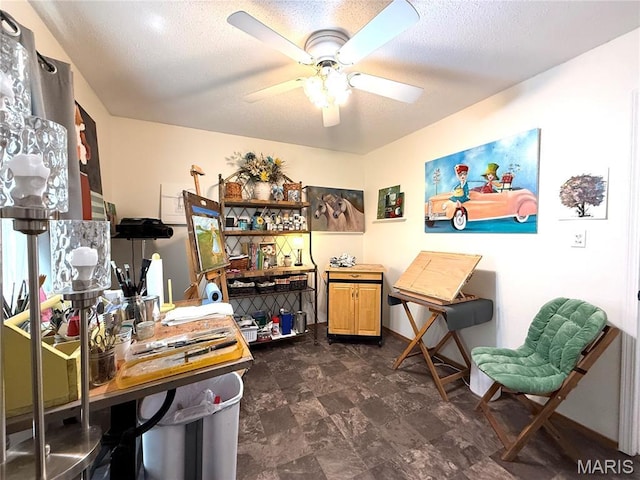 18 Sandstone Ct, Troy, IL 62294 - home office with a ceiling fan and a textured ceiling