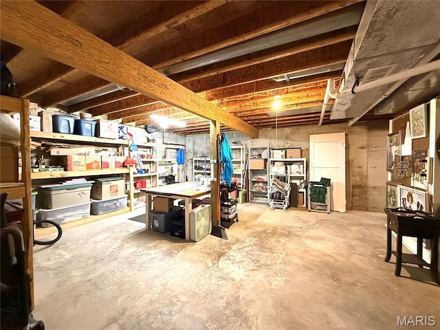 18 Sandstone Ct, Troy, IL 62294 - unfinished below grade area with a workshop area