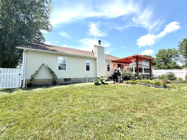 18 Sandstone Ct, Troy, IL 62294 - rear view of house with a pergola and a chimney