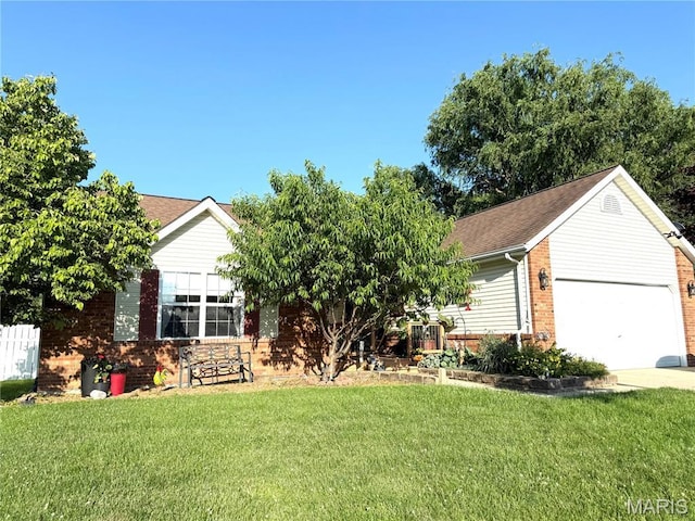 18 Sandstone Ct, Troy, IL 62294 - view of front of home with brick siding, a front yard, driveway, a garage, and roof with shingles