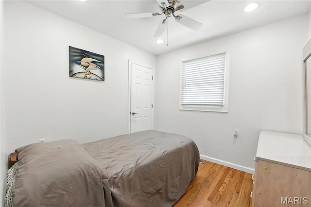 3205 Fleet Ln, Saint Charles, MO 63301 - bedroom featuring light wood-type flooring, recessed lighting, and a ceiling fan