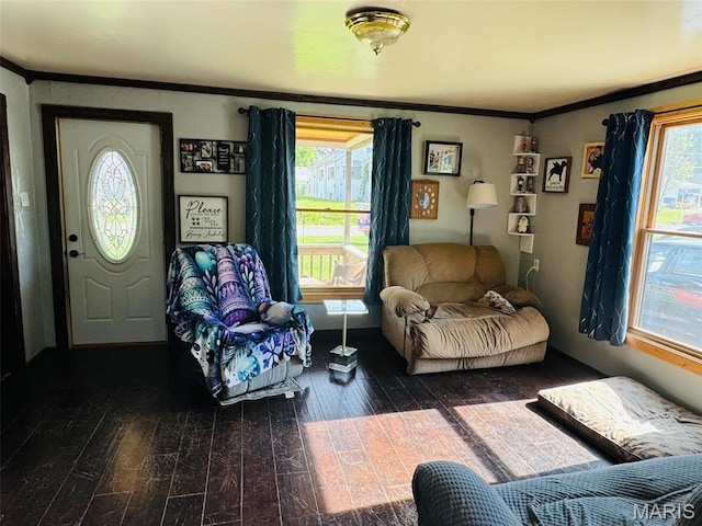1516 W Main St, Vandalia, IL 62471 - living area featuring wood-type flooring and crown molding