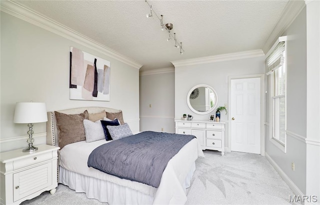 3432 Civic Green Dr, Saint Charles, MO 63301 - bedroom with ornamental molding, light carpet, and a textured ceiling
