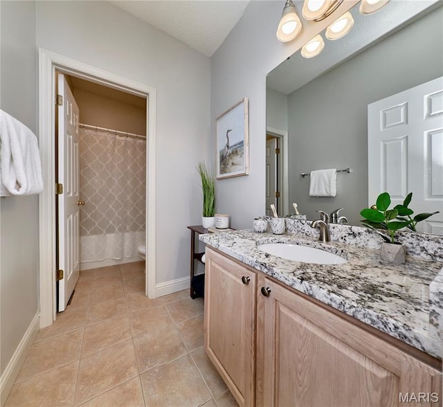 3432 Civic Green Dr, Saint Charles, MO 63301 - full bath featuring vanity, tile patterned flooring, and curtained shower