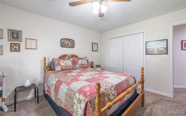 708 Chestnut Dr, Rolla, MO 65401 - bedroom with carpet floors, a closet, and ceiling fan