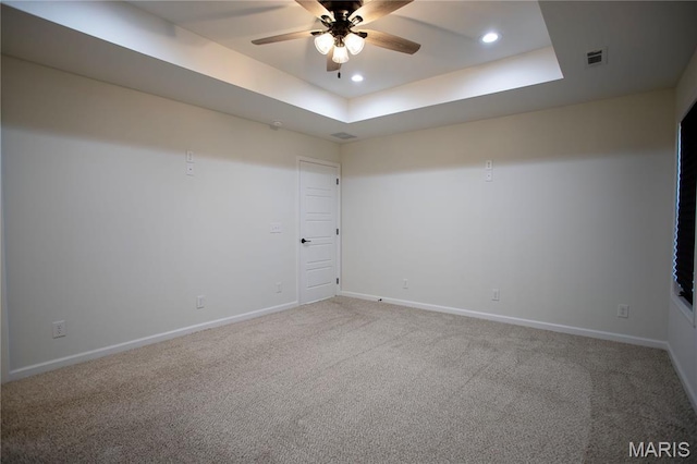1205 Yosemite, Sikeston, MO 63801 - unfurnished room featuring ceiling fan, recessed lighting, carpet, and a raised ceiling
