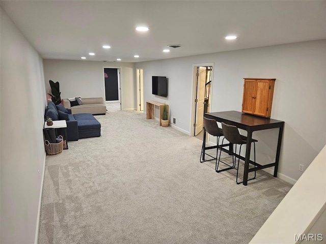 23 Hamlin Heights Dr, Hannibal, MO 63401 - living room featuring recessed lighting and light carpet