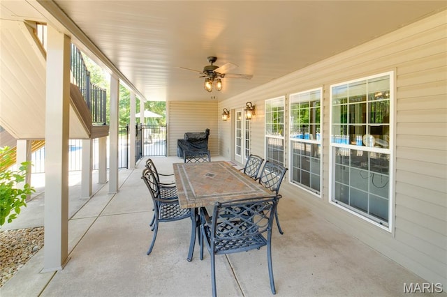 204 Logans Ct, Foristell, MO 63348 - view of patio with a ceiling fan and outdoor dining area