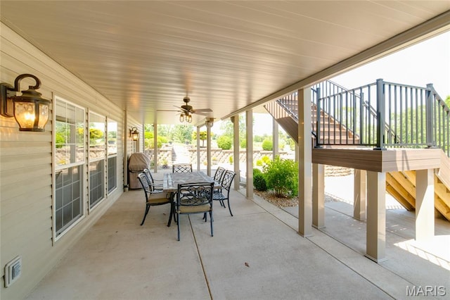 204 Logans Ct, Foristell, MO 63348 - view of patio / terrace featuring stairway and outdoor dining space