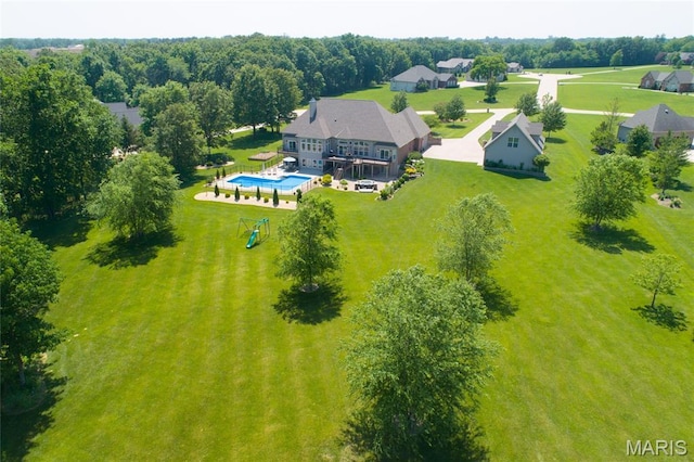 204 Logans Ct, Foristell, MO 63348 - aerial view of property and surrounding area with a pool