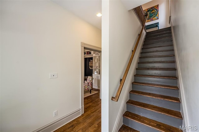 3822 Humphrey St, Saint Louis, MO 63116 - stairs with wood finished floors and baseboards