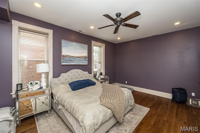 3822 Humphrey St, Saint Louis, MO 63116 - bedroom with wood finished floors, recessed lighting, and ceiling fan