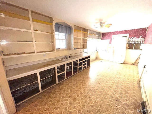 1112 Center St, Bismarck, MO 63624 - kitchen featuring tile patterned floors and ceiling fan