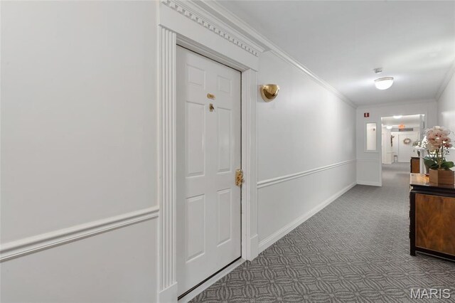 208 Ambridge Ct Unit 302, Chesterfield, MO 63017 - corridor featuring crown molding and carpet floors