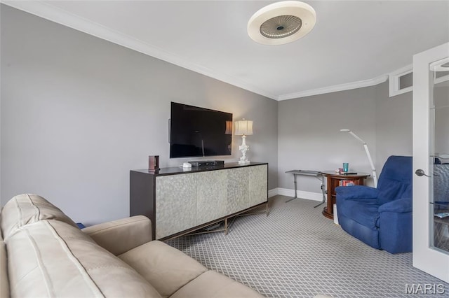 208 Ambridge Ct Unit 302, Chesterfield, MO 63017 - living area with crown molding and carpet flooring
