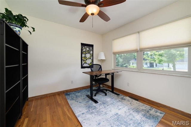 13011 Ambois Dr, Saint Louis, MO 63141 - office featuring ceiling fan and wood finished floors