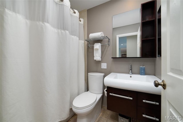 13011 Ambois Dr, Saint Louis, MO 63141 - full bathroom featuring vanity, tile patterned floors, and a shower with curtain