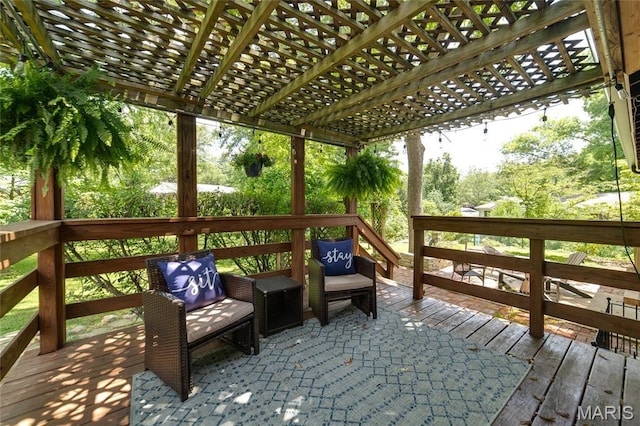13011 Ambois Dr, Saint Louis, MO 63141 - wooden terrace featuring a pergola