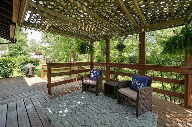 13011 Ambois Dr, Saint Louis, MO 63141 - wooden deck with a pergola