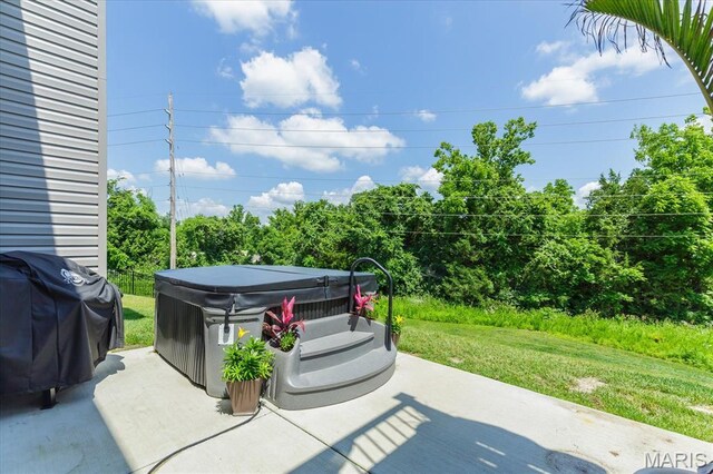 8280 Obrien Dr, Cedar Hill, MO 63016 - view of patio / terrace with a hot tub and a grill