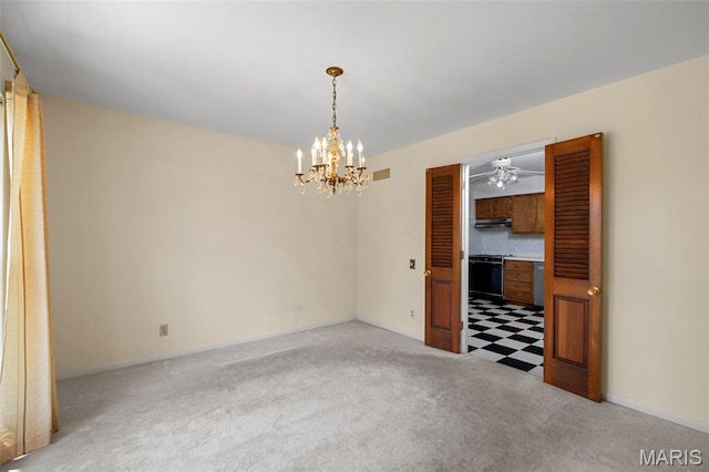 7849 Cassia Ct, Saint Louis, MO 63123 - empty room featuring a chandelier and light colored carpet