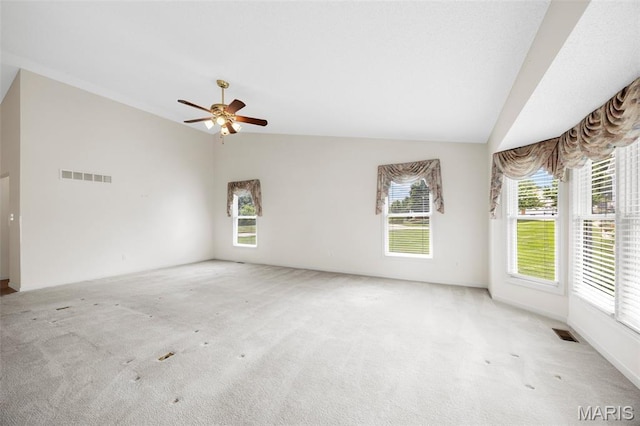 2749 Samuel Dr Unit 736A, Dardenne Prairie, MO 63368 - spare room featuring lofted ceiling, light colored carpet, and a ceiling fan