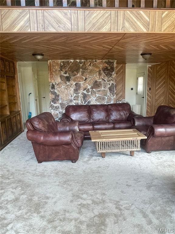 252 Trails End Way, Doniphan, MO 63935 - living area with carpet flooring and wood walls