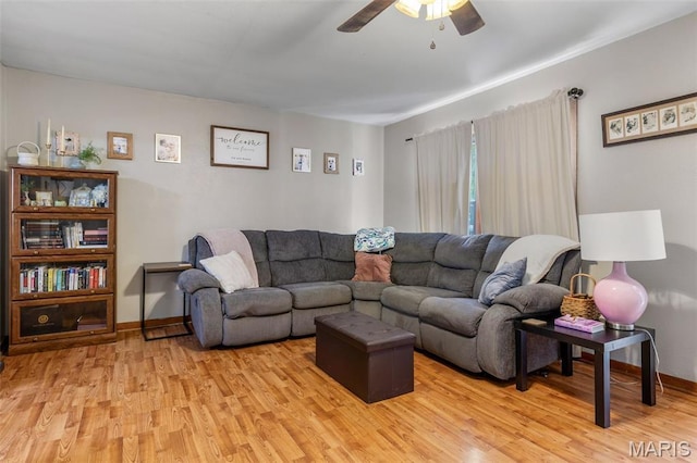 39 Pine St, Farmington, MO 63640 - living room with light wood-style floors and a ceiling fan