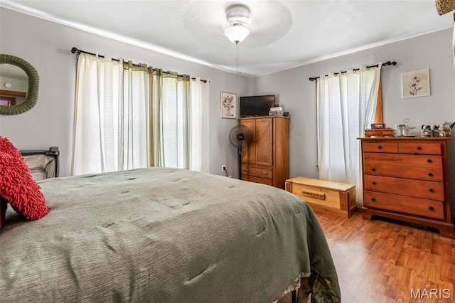 39 Pine St, Farmington, MO 63640 - bedroom featuring multiple windows, wood finished floors, crown molding, and ceiling fan