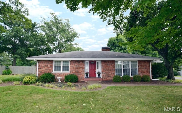 1406 Marshall Rd, Kirkwood, MO 63122 - ranch-style home featuring a chimney and brick siding