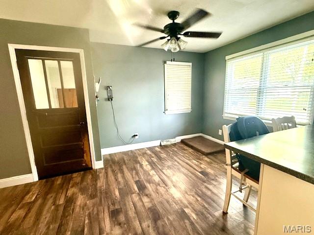 902 Sycamore St, Germantown, IL 62245 - office area with a ceiling fan and wood finished floors