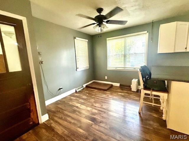 902 Sycamore St, Germantown, IL 62245 - unfurnished office featuring dark wood-type flooring and ceiling fan