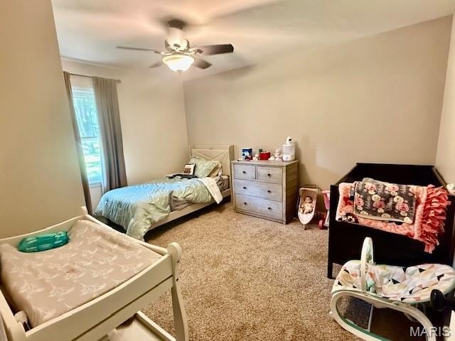 902 Sycamore St, Germantown, IL 62245 - carpeted bedroom with ceiling fan