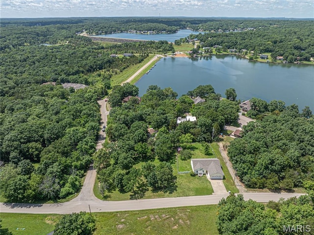 1221 Napoleon Dr, Bonne Terre, MO 63628 - aerial view of property and surrounding area featuring a heavily wooded area and a nearby body of water