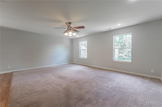 1221 Napoleon Dr, Bonne Terre, MO 63628 - empty room featuring ceiling fan, carpet floors, and recessed lighting