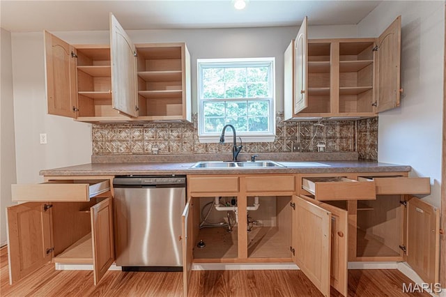 1221 Napoleon Dr, Bonne Terre, MO 63628 - kitchen featuring dishwasher, open shelves, and light wood finished floors