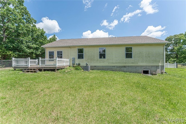 1221 Napoleon Dr, Bonne Terre, MO 63628 - rear view of property featuring a wooden deck and crawl space