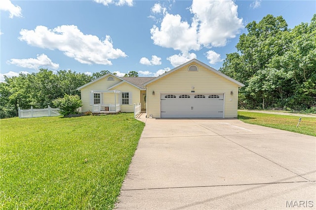 1221 Napoleon Dr, Bonne Terre, MO 63628 - ranch-style house with an attached garage, driveway, and covered porch