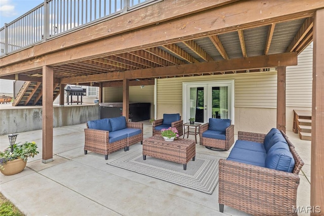 227 W Woodland Rdg, Valmeyer, IL 62295 - view of patio / terrace with french doors and an outdoor hangout area