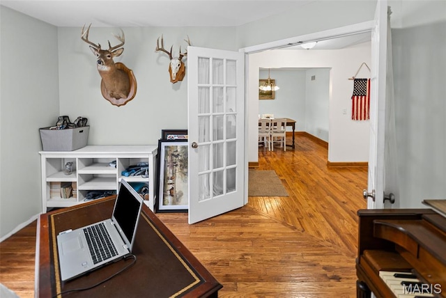 227 W Woodland Rdg, Valmeyer, IL 62295 - home office featuring a chandelier and wood finished floors