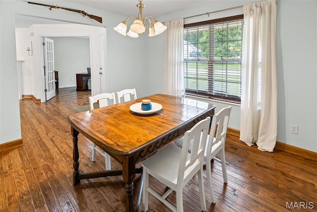 227 W Woodland Rdg, Valmeyer, IL 62295 - dining space featuring a chandelier and wood-type flooring