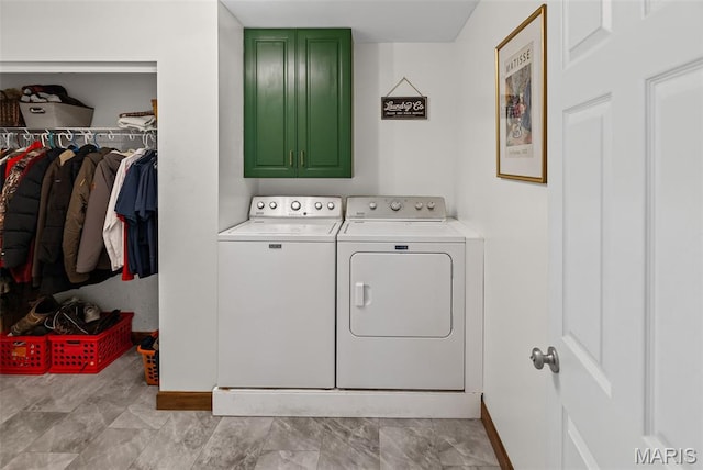 227 W Woodland Rdg, Valmeyer, IL 62295 - laundry area featuring independent washer and dryer and cabinet space
