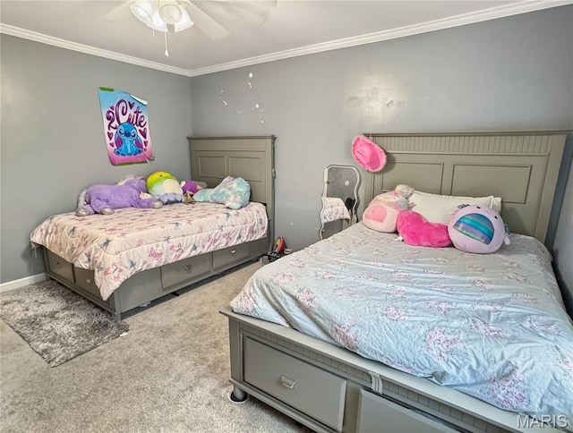360 David Dr, Washington, MO 63090 - carpeted bedroom featuring ornamental molding and a ceiling fan