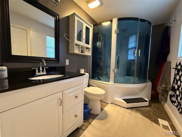 10755 Kennerly Rd, Sunset Hills, MO 63128 - bathroom featuring vanity, enclosed tub / shower combo, and healthy amount of natural light
