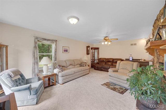 6235 Meadowlark Ln, Troy, MO 63379 - living room featuring carpet flooring and ceiling fan